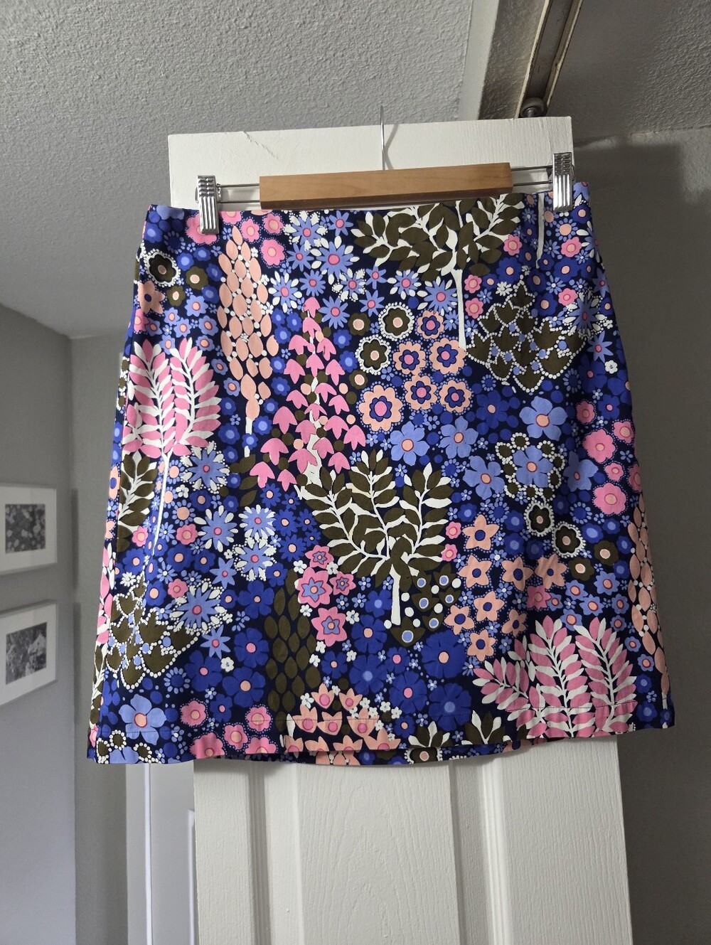 Talbots Floral Patchwork Mini Skirt - Blue & Pink Sz 6